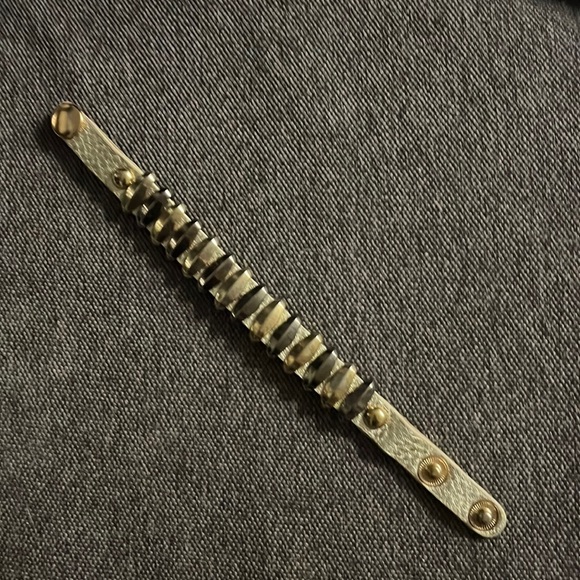 Leather Wrist Cuff with Metal Clips - Picture 1 of 1